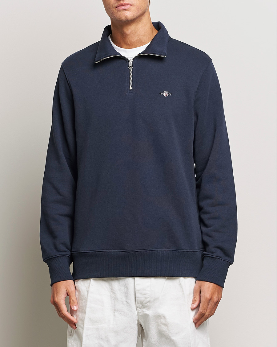 Herren | GANT | GANT | Original Shield Half Zip Sweater Evening Blue