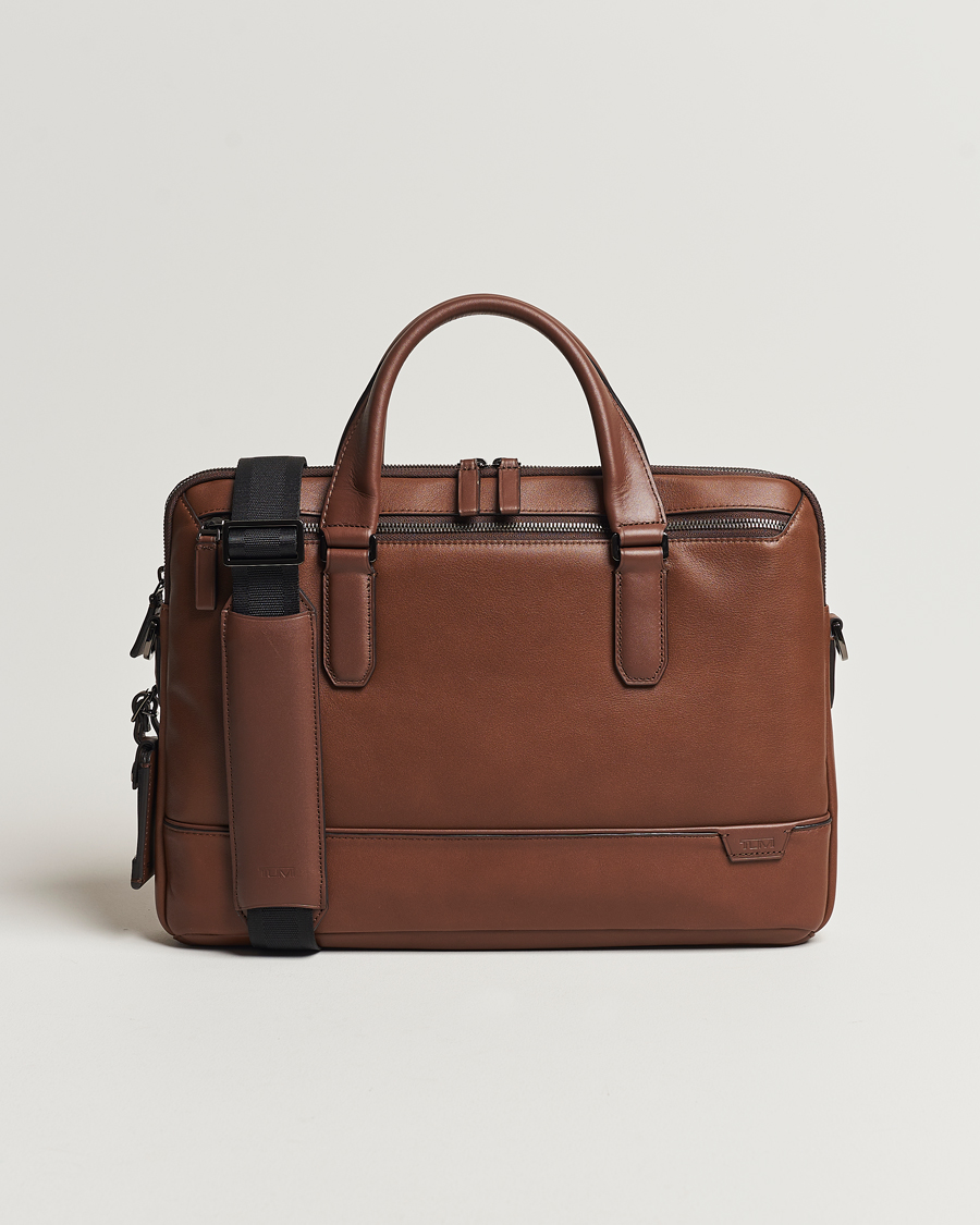 TUMI Harrison Sycamore Slim Leather Brief Cognac