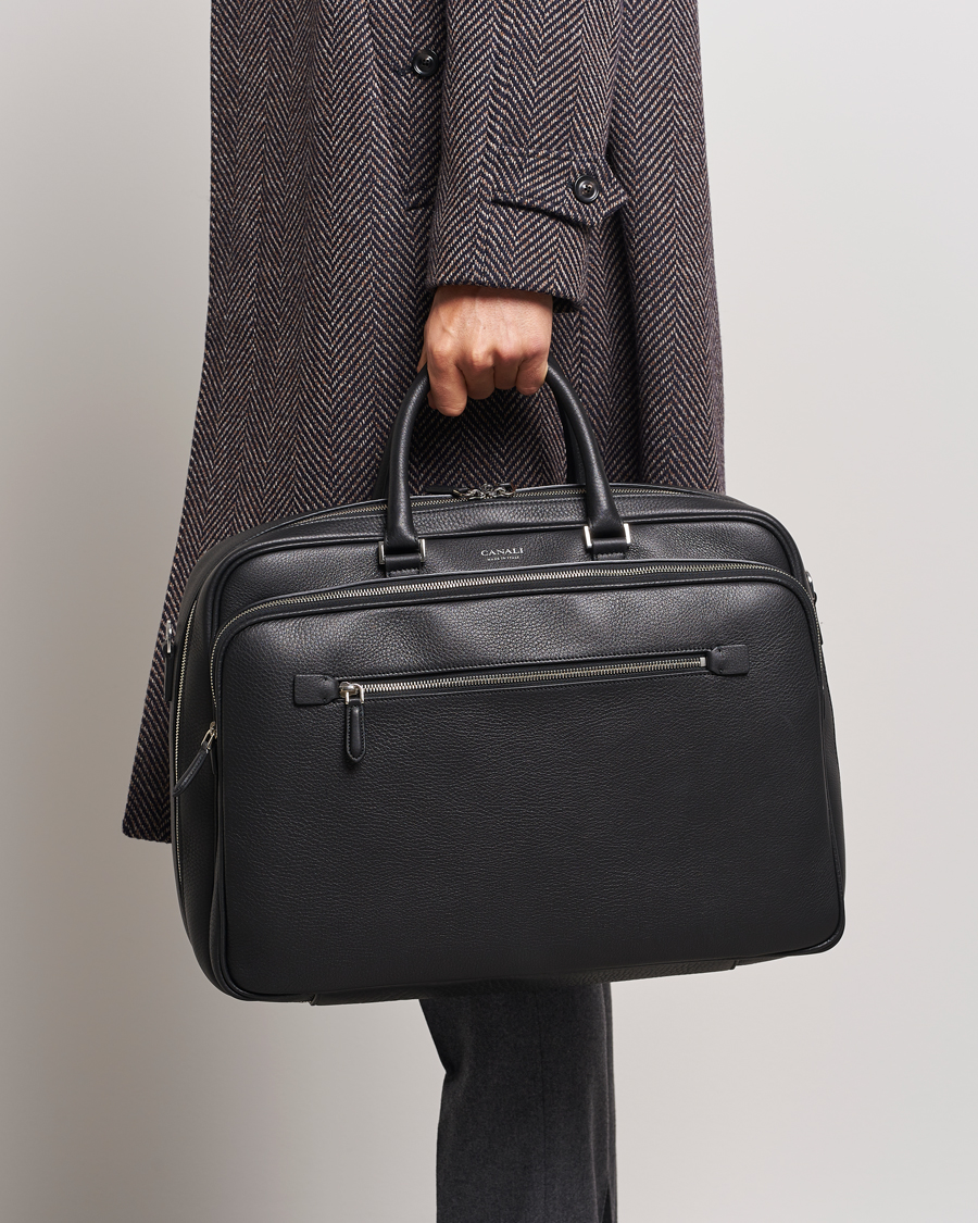 Canali Grain Leather Weekend Bag Black bei Care of Carl