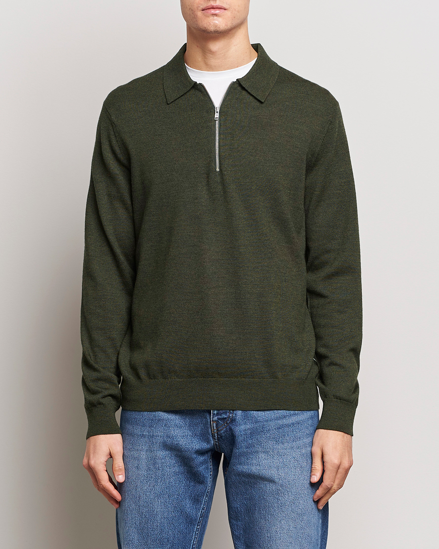 Herren | Pullover | NN07 | Sergio Half-Zip Polo Dark Green