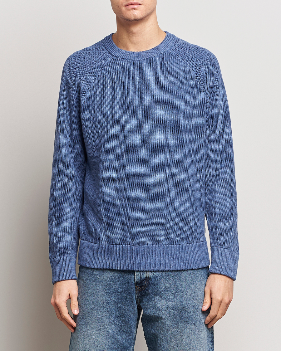 Herren |  | NN07 | Jacobo Cotton Knitted Crew Neck Grey Blue