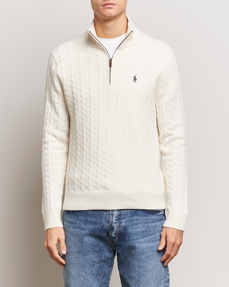 Herren |  | Polo Ralph Lauren | Wool/Cotton Cable Half-Zip Andover Cream