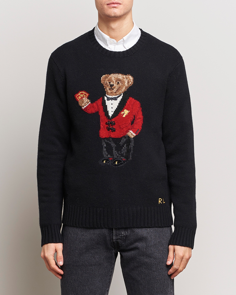 Polo Ralph Lauren Lunar New Year Wool Knitted Bear Sweater Black bei Care o