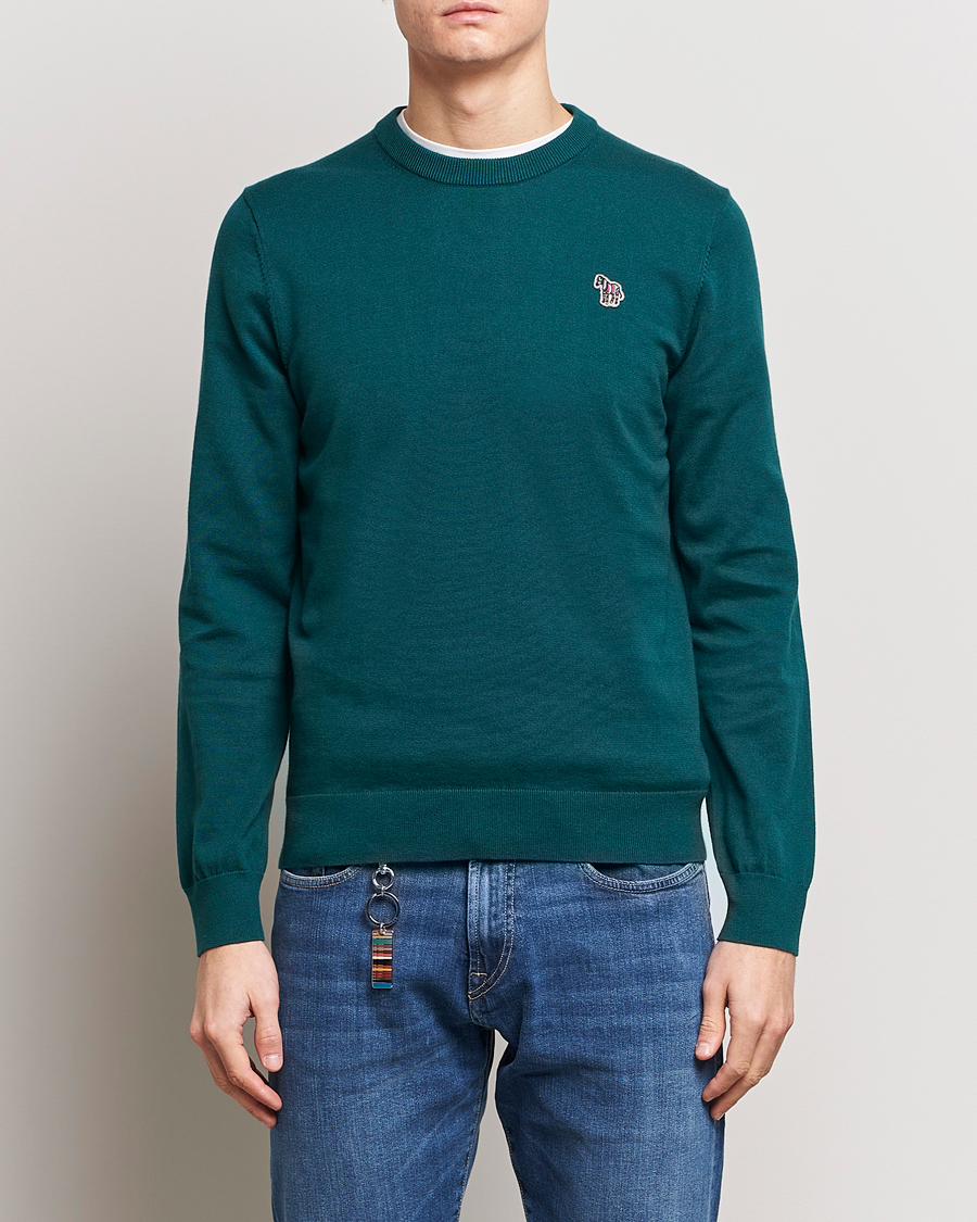 Herren | PS Paul Smith | PS Paul Smith | Zebra Cotton Knitted Sweater Dark Green