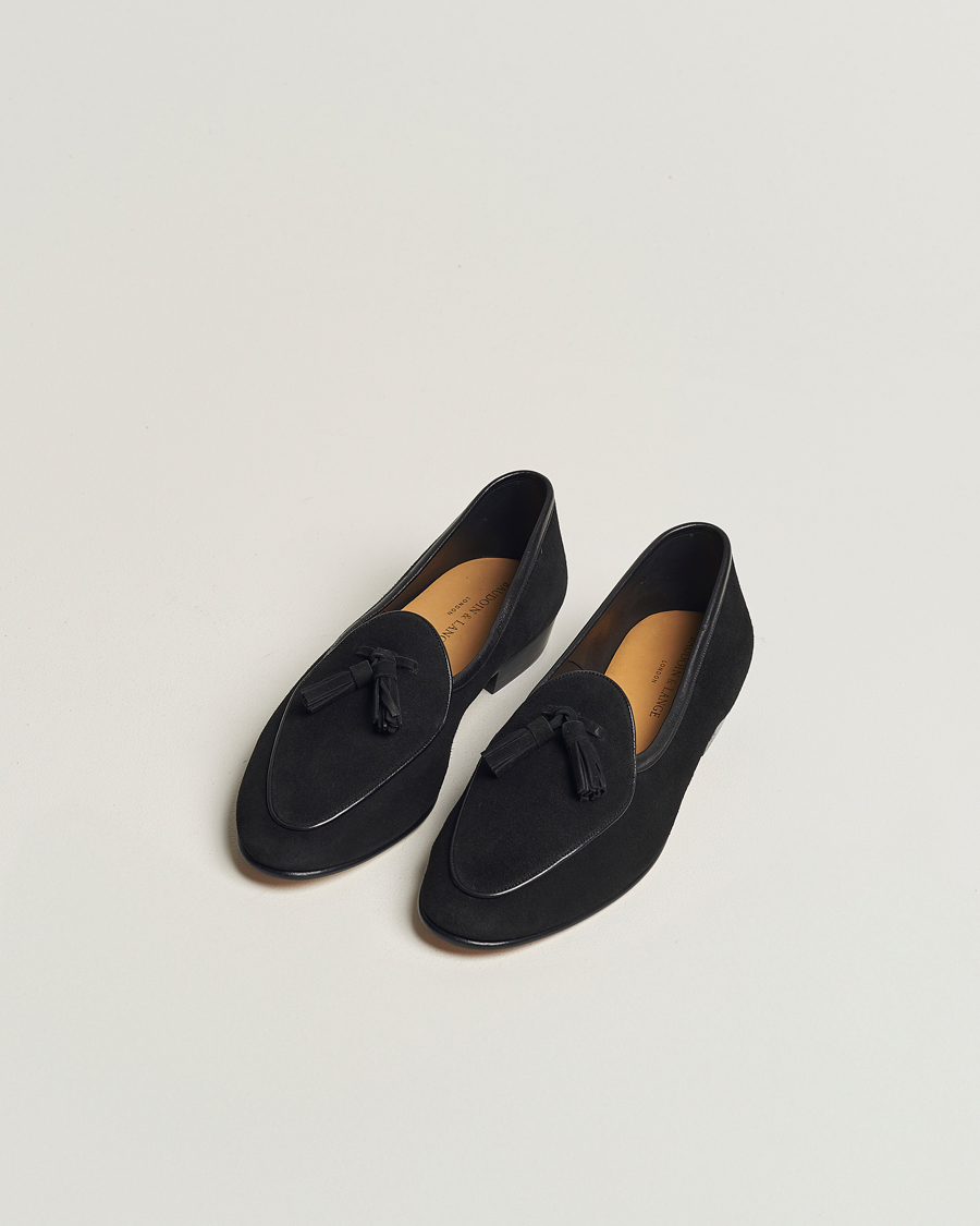 Baudoin Lange Sagan Classic Tassel Loafers Black Suede bei Care of Carl