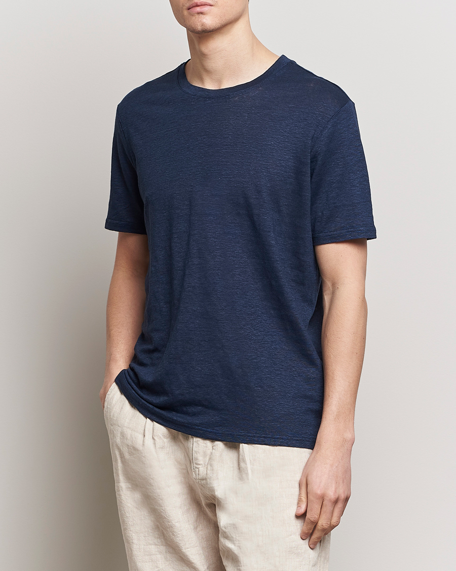 Herren | Aktuelle Marken | KnowledgeCotton Apparel | Organic Linen T-Shirt Total Eclipse