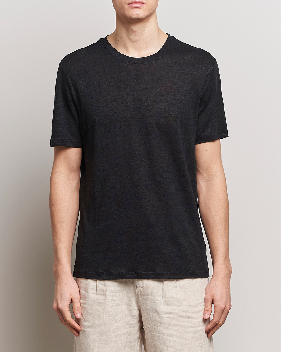 Herren | The Linen Lifestyle | KnowledgeCotton Apparel | Organic Linen T-Shirt Jet Black