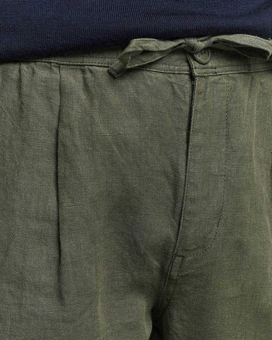 Loose Linen shorts - Burned Olive