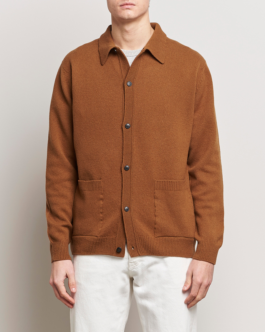 Herren | Sunspel | Sunspel | Lambswool Jacket Dark Camel