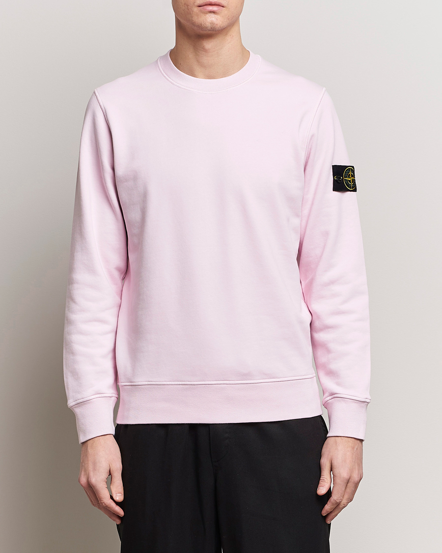 Stone Island Garment Dyed Cotton Sweatshirt Pink