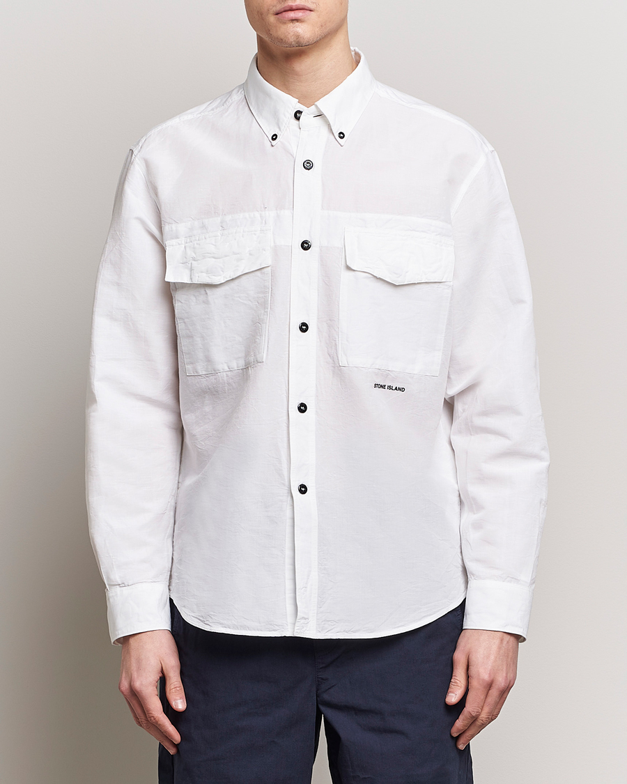 Herren | 40% sale | Stone Island | Cotton/Hemp Pocket Overshirt White