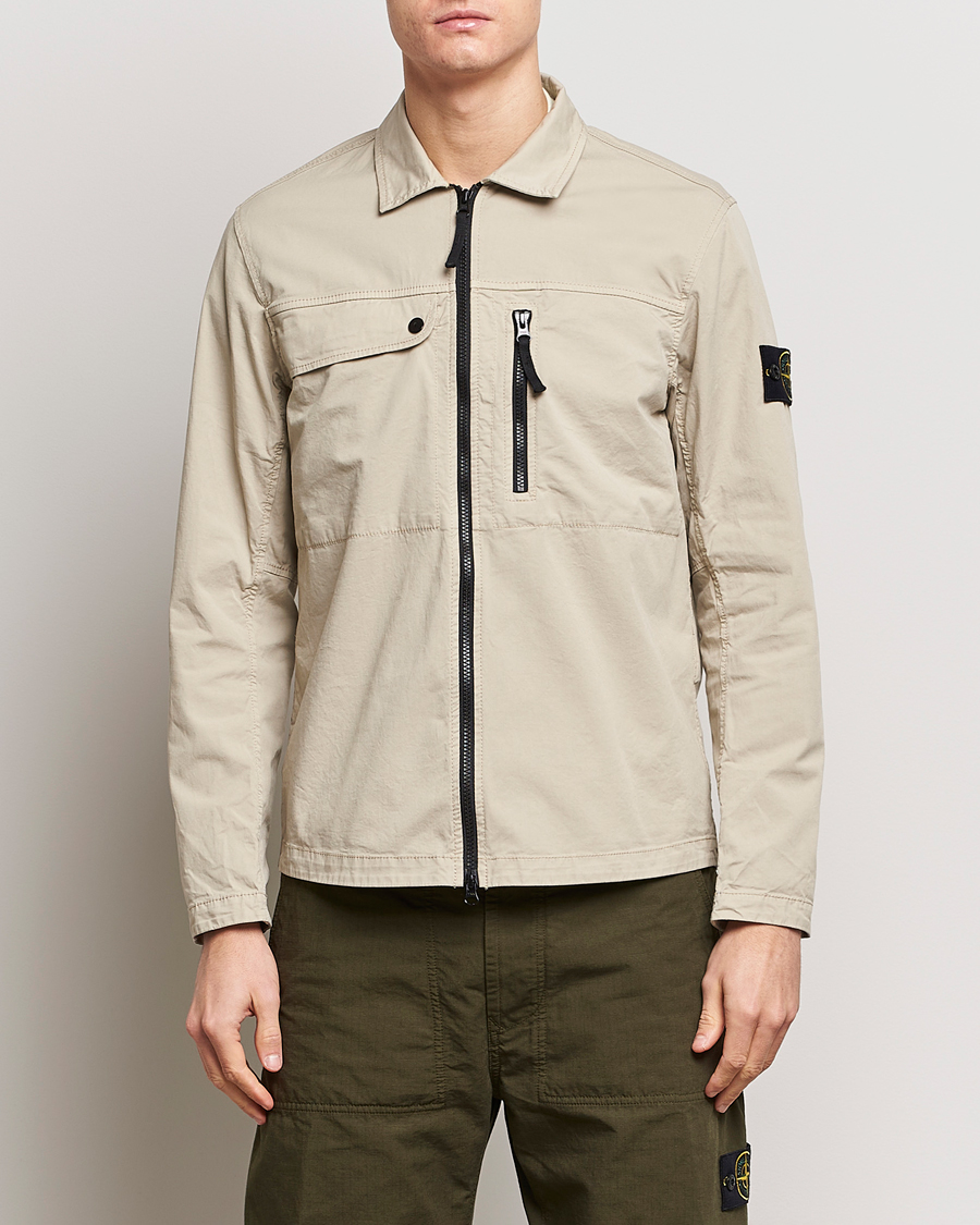 Herren | Kleidung | Stone Island | Cotton Twill Stretch Zip Overshirt Sand