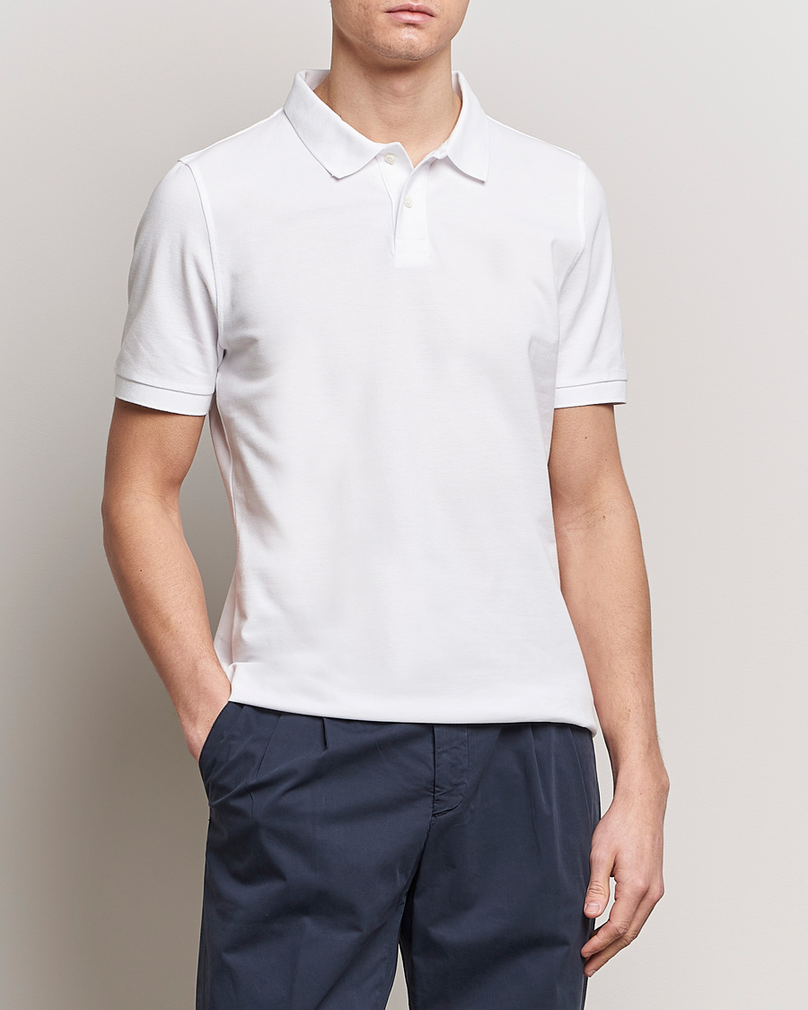 Herren | Poloshirts | Stenströms | Organic Cotton Piquet Polo Shirt White