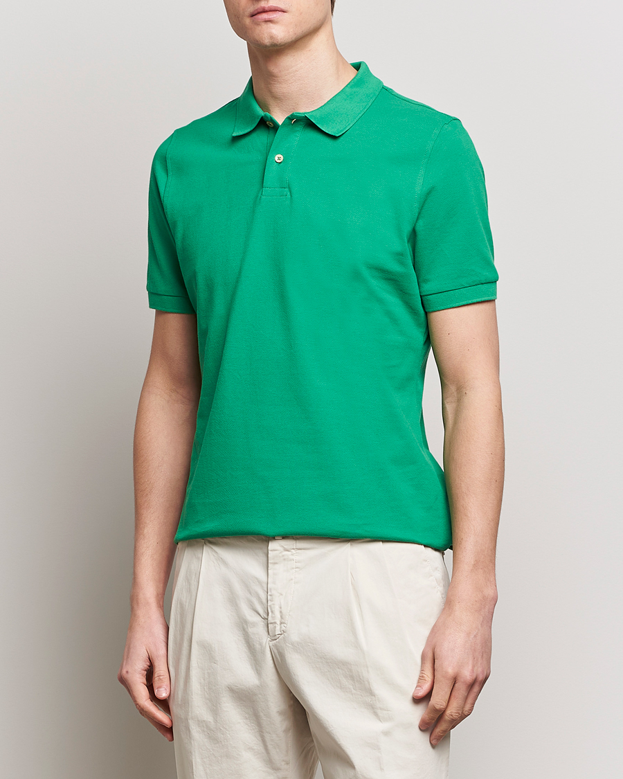 Herren | Poloshirts | Stenströms | Organic Cotton Piquet Polo Shirt Green