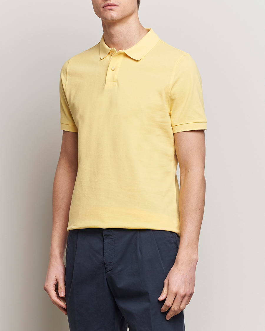 Herren | Poloshirts | Stenströms | Organic Cotton Piquet Polo Shirt Yellow