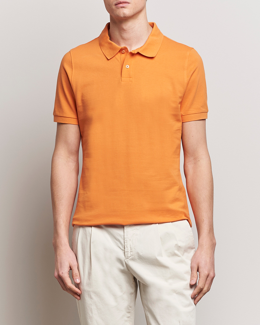 Herren | Poloshirts | Stenströms | Organic Cotton Piquet Polo Shirt Orange