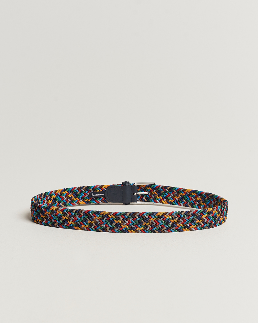 Herren | Italian Department | Anderson\'s | Stretch Woven 3,5 cm Belt Dark Multi