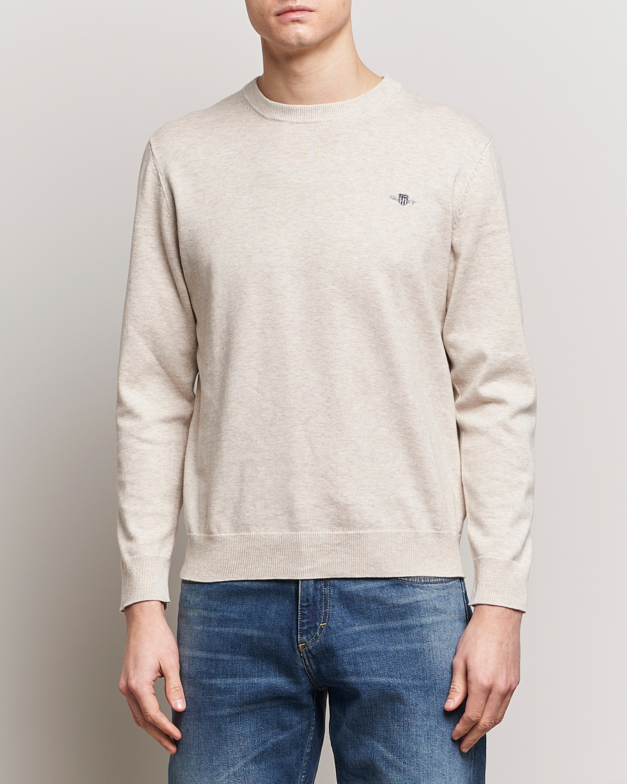 Herren |  | GANT | Classic Cotton Crew Neck Light Beige Melange