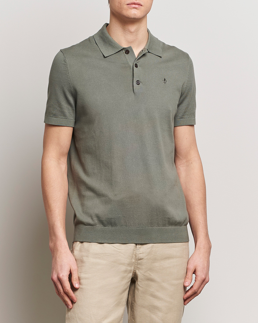 Herren |  | Morris | Cenric Cotton Knitted Short Sleeve Polo Green
