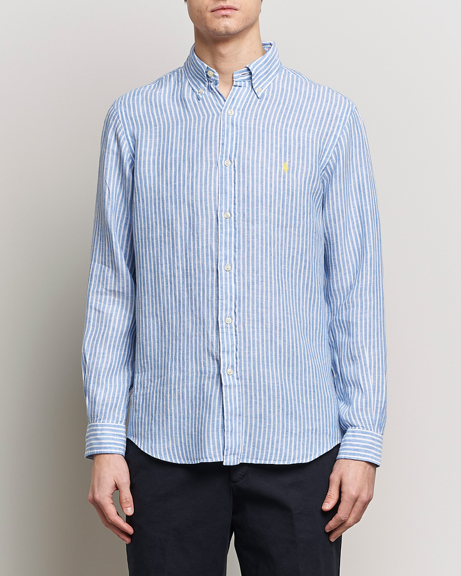 Herren | Freizeithemden | Polo Ralph Lauren | Custom Fit Striped Linen Shirt Blue/White