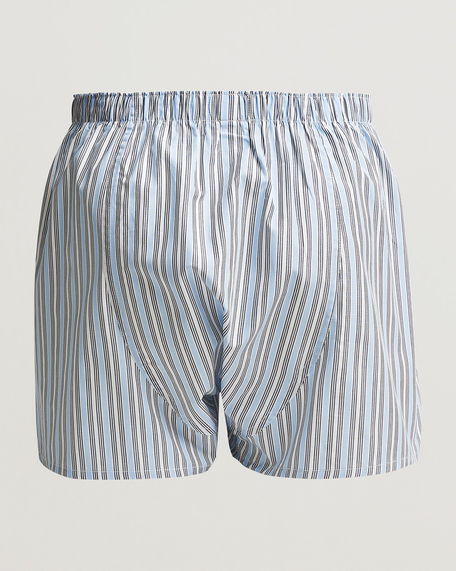 Herren | Best of British | Sunspel | Woven Cotton Boxers Blue Mix Stripe