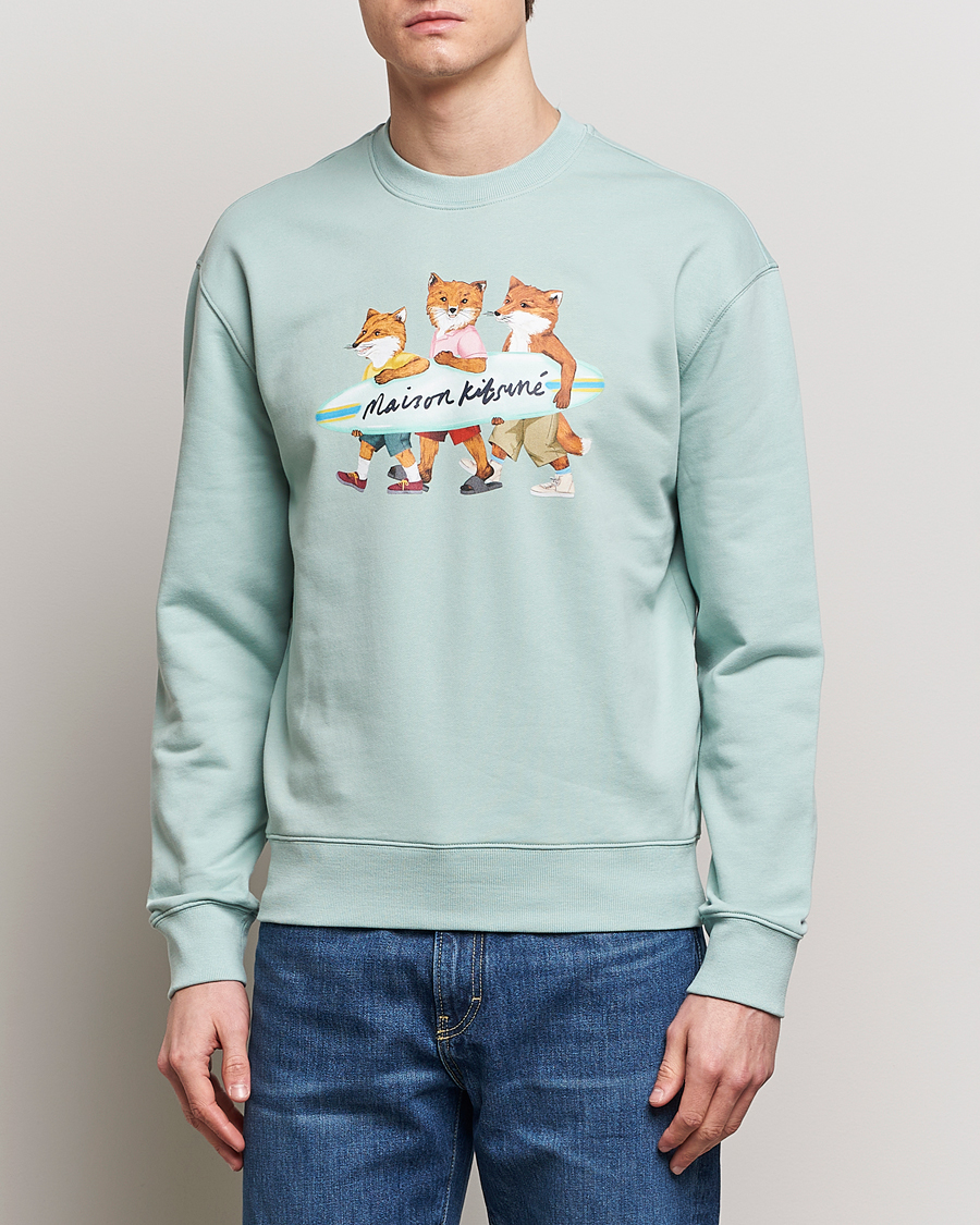 Herren | Maison Kitsuné | Maison Kitsuné | Surfing Foxes Sweatshirt Seafoam Blue