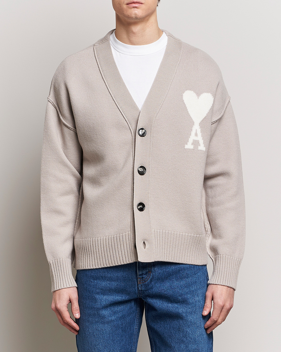 Herren |  | AMI | Big Heart Wool Cardigan Light Beige