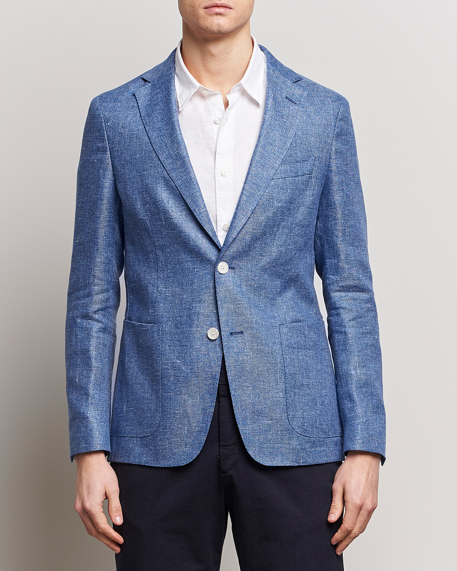 Herren | Leinensakko | BOSS BLACK | Hanry Linen Blazer Medium Blue