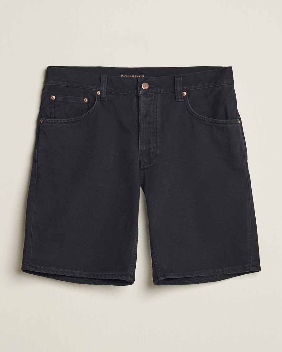 Nudie Jeans Seth Denim Shorts Aged Black