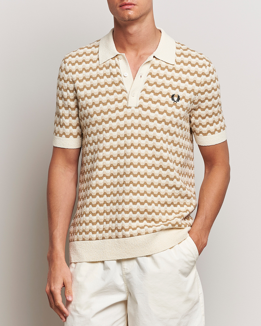 Herren | Poloshirts | Fred Perry | Bouclé Jacquard Knitted Polo Ecru