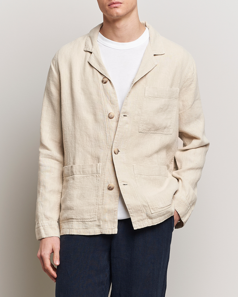 Herren | Kategorie | A Day\'s March | Bangher Linen Overshirt Oyster