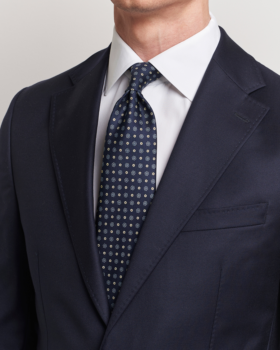 Herren | Krawatten | E. Marinella | 3-Fold Printed Silk Tie Navy