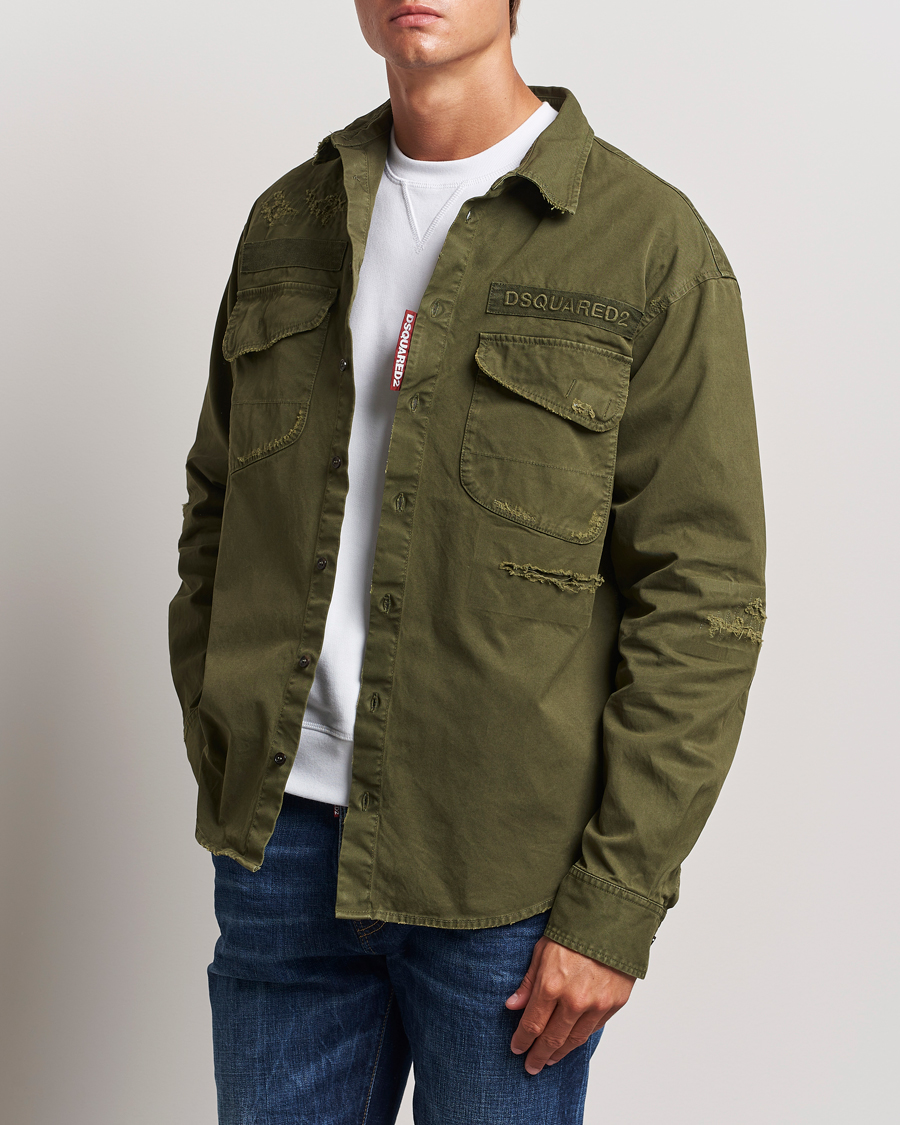 Herren | Hemdjacke | Dsquared2 | Garment Dyed Ranger Shirt Army Green