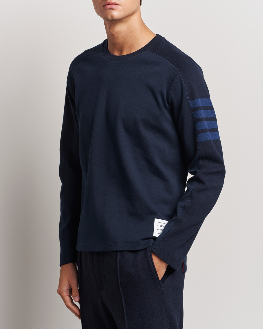 Herren | Thom Browne | Thom Browne | Long Sleeve 4-Bar T-Shirt Navy
