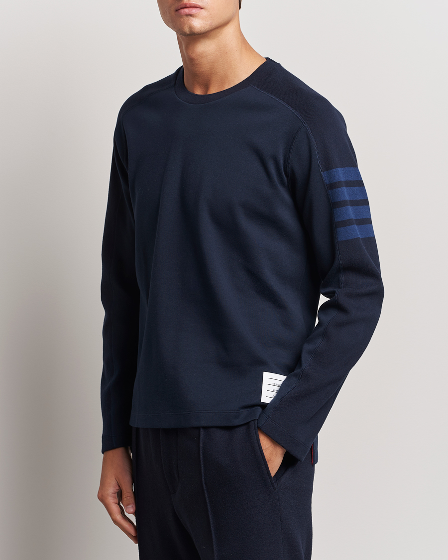 Herren | Langarm T-Shirt | Thom Browne | Long Sleeve 4-Bar T-Shirt Navy