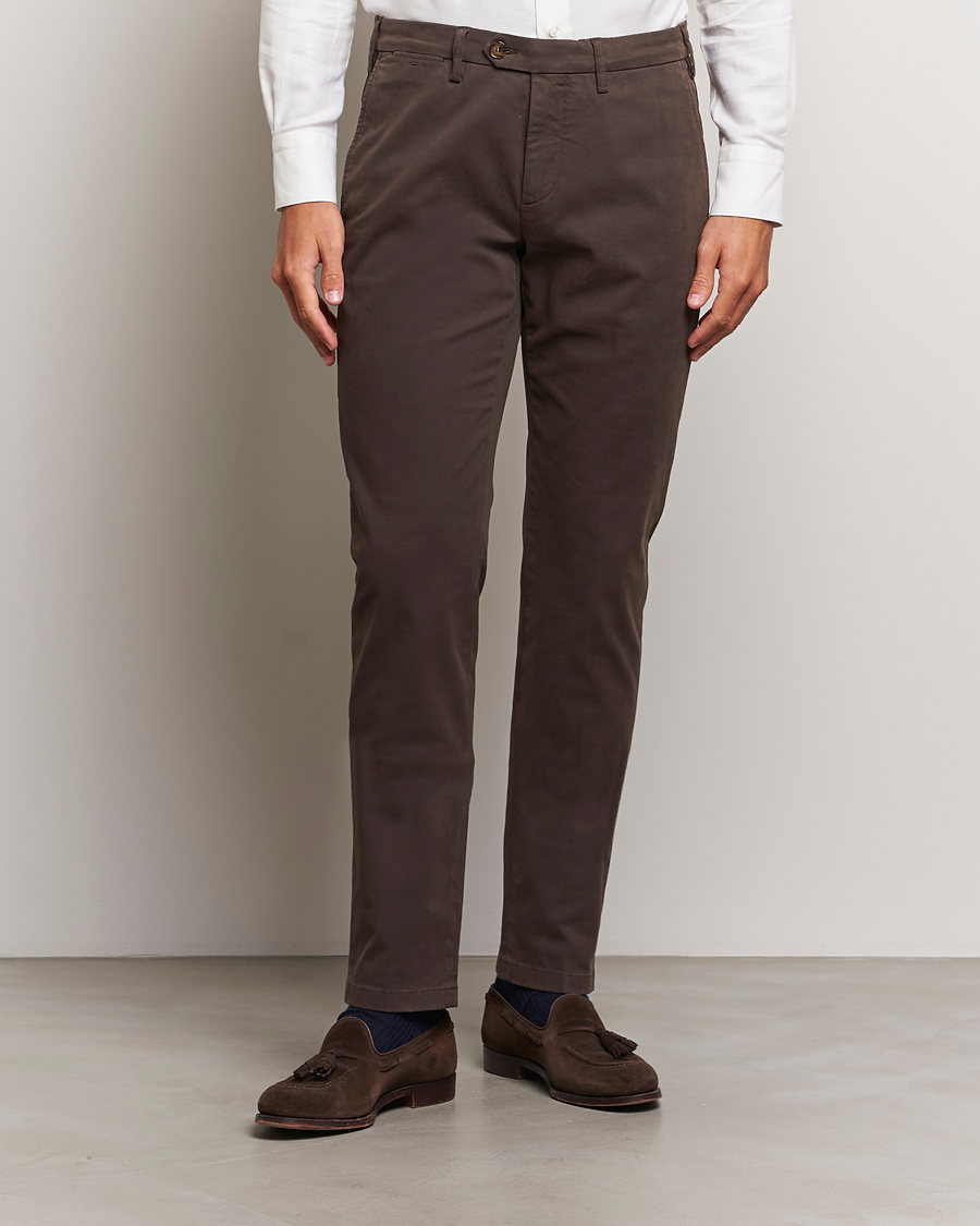 Herren |  | Canali | Slim Fit Cotton Stretch Trousers Brown