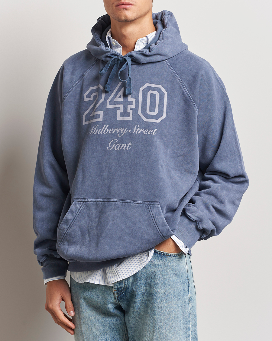 Herren |  | GANT 240 Mulberry Street | Vintage Washed Hoodie Dusty Blue Sea