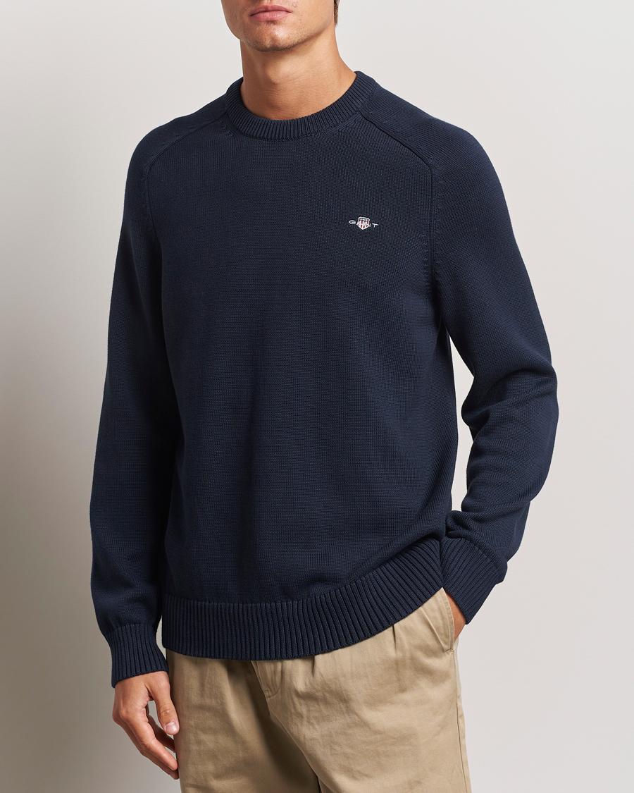 Herren |  | GANT | Casual Cotton Saddle C-neck Evening Blue