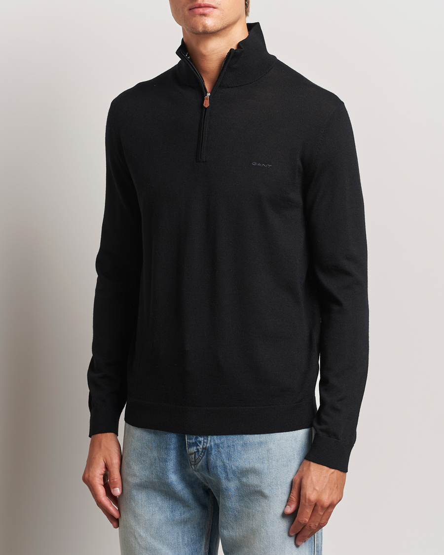 Herren |  | GANT | Extrafine Merino Wool Half Zip Black