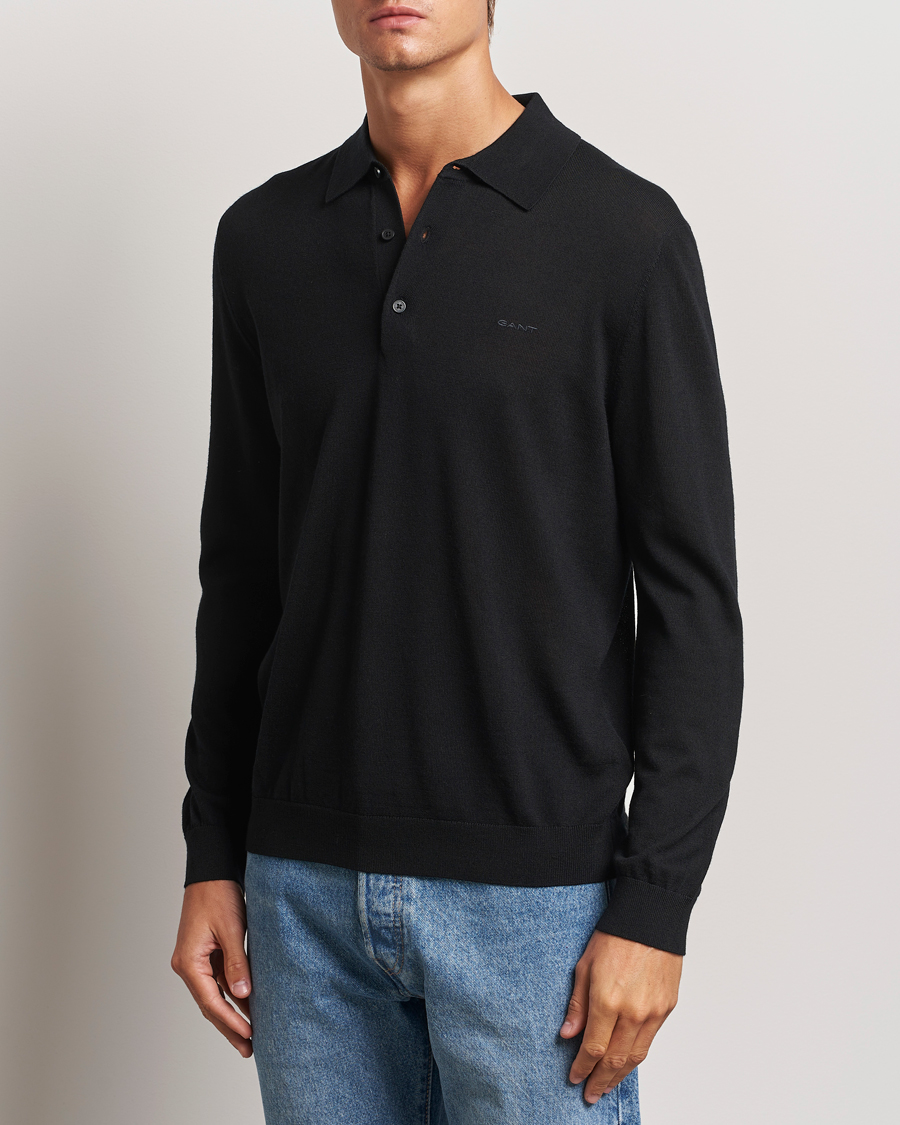 Herren |  | GANT | Extrafine Merino Wool Polo Black