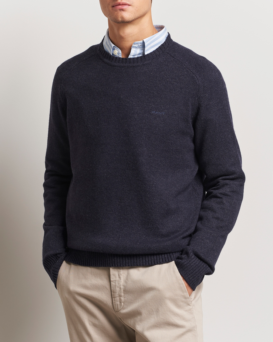 Herren |  | GANT | Wool Blend C-Neck Dark Navy Melange