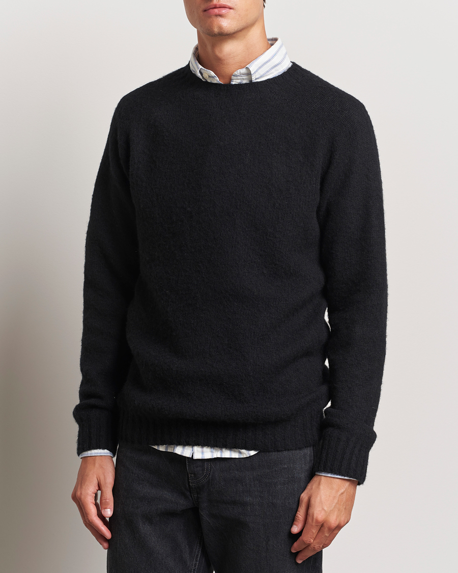 Herren | Harley Of Scotland | Harley Of Scotland | Brushed Supersoft Lambswool Crewneck Black