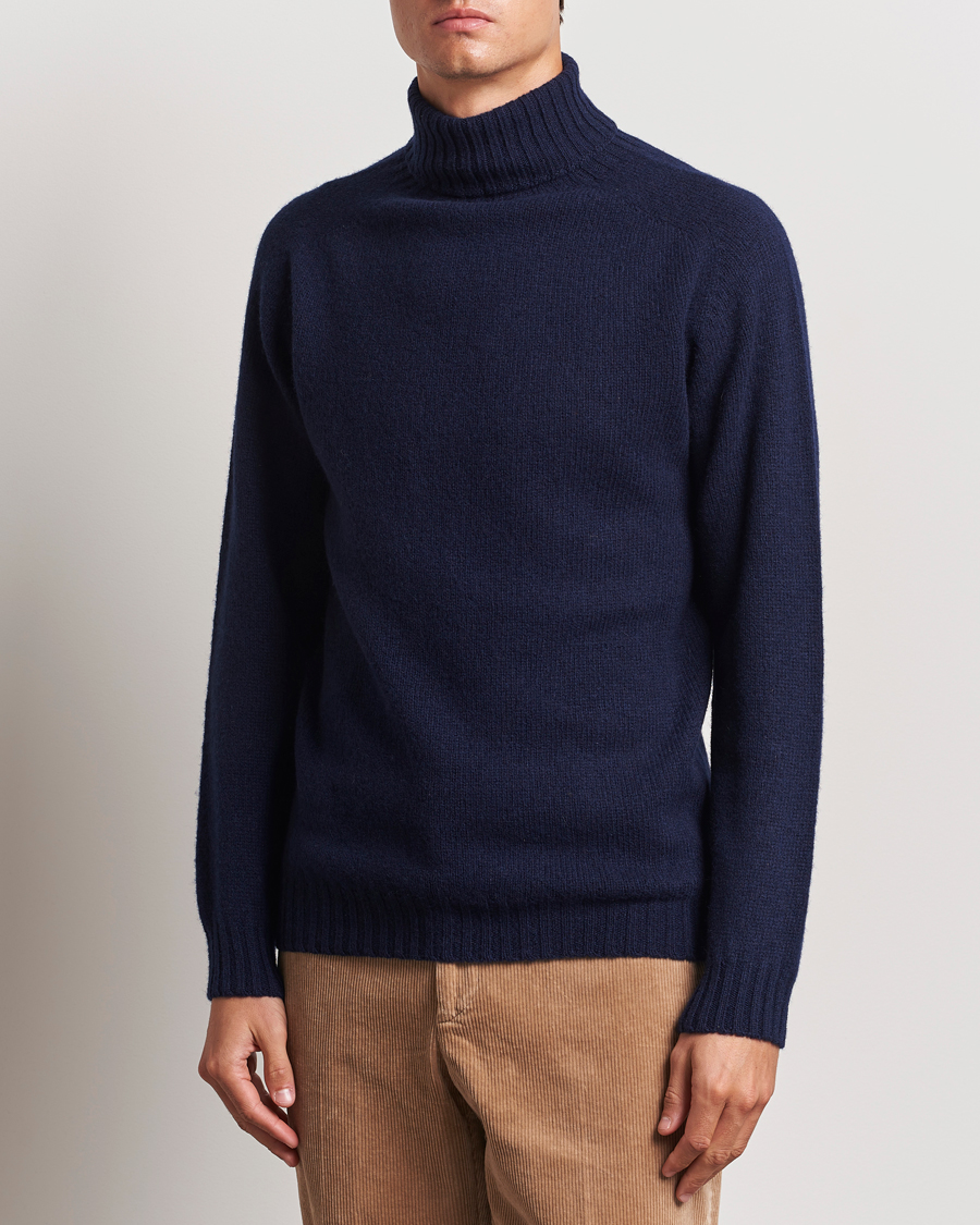 Herren | Harley Of Scotland | Harley Of Scotland | Supersoft Lambswool Rollneck Navy