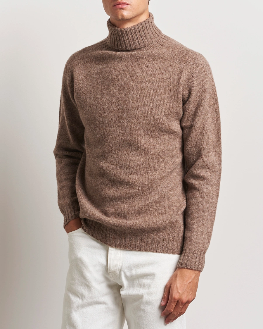 Herren |  | Harley Of Scotland | Supersoft Lambswool Rollneck Nutmeg Brown