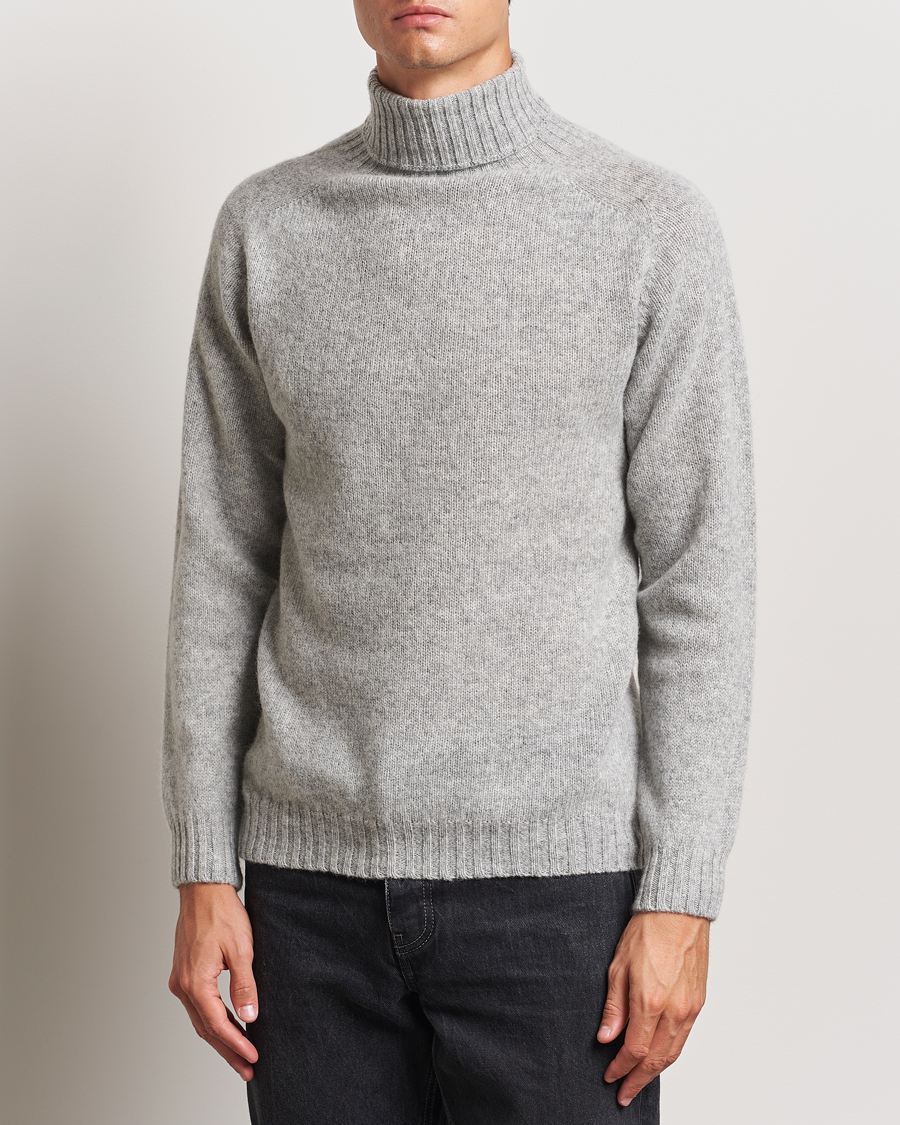 Herren |  | Harley Of Scotland | Supersoft Lambswool Rollneck Silver Grey