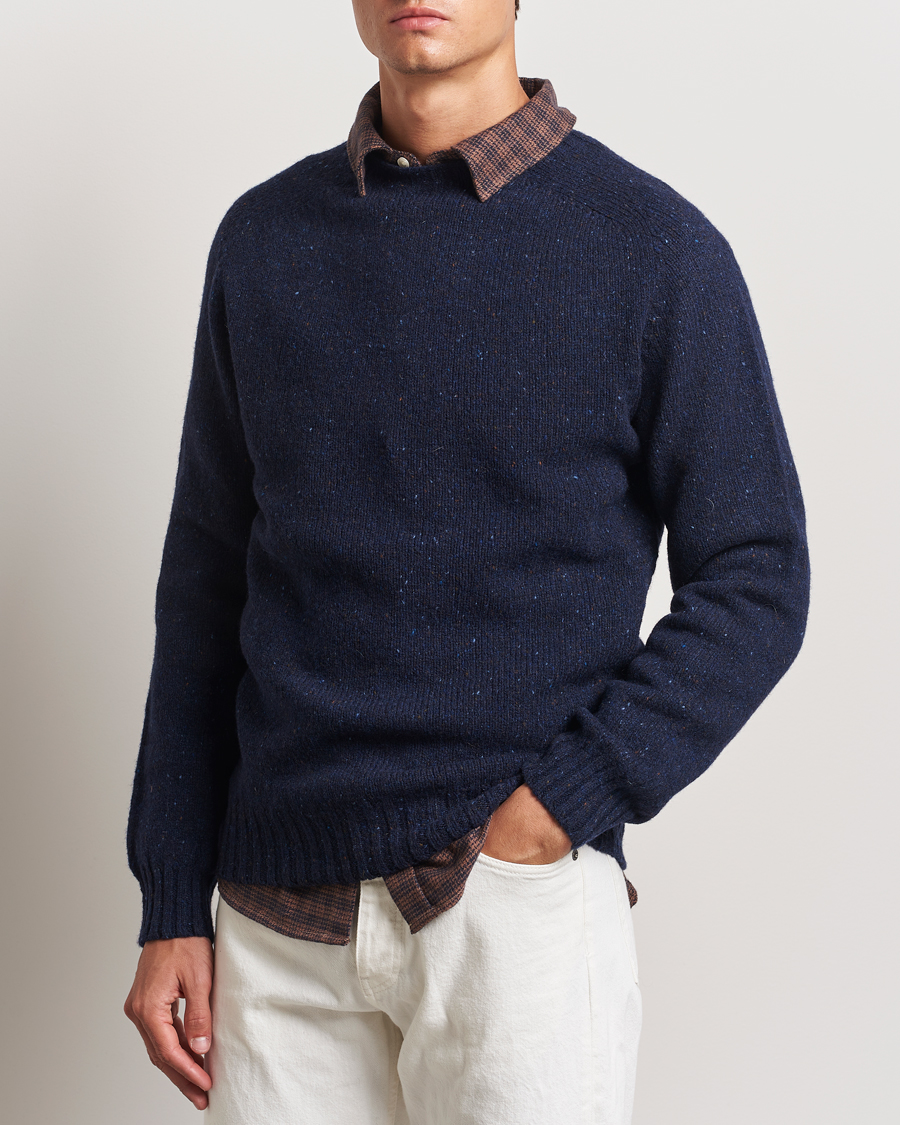 Herren |  | Harley Of Scotland | Donegal Wool Crewneck Jura Blue