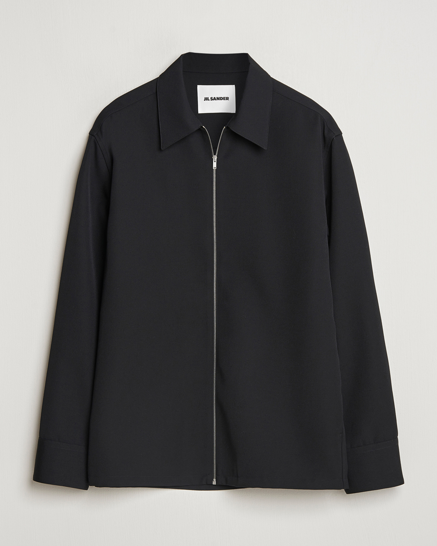 Jil Sander Wool Gabardine Zip Shirt Black bei Care of Carl