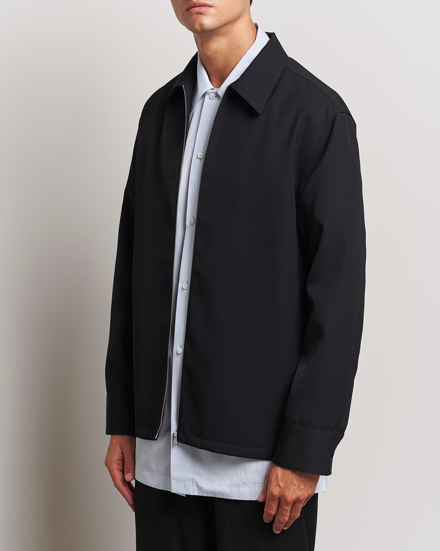 Herren | Overshirts | Jil Sander | Wool Gabardine Zip Shirt Black