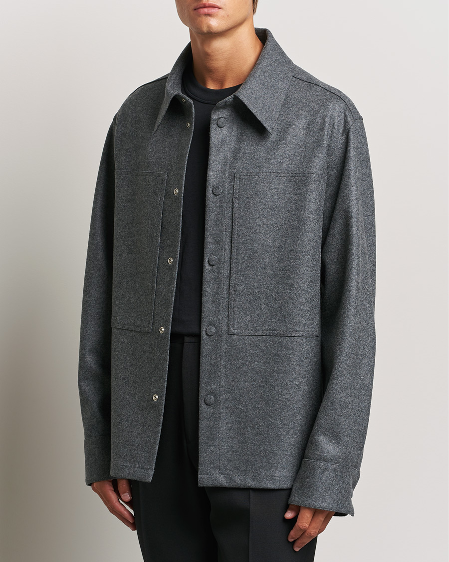 Herren | An overshirt occasion | Jil Sander | Wool Flannel Overshirt Grey Melange