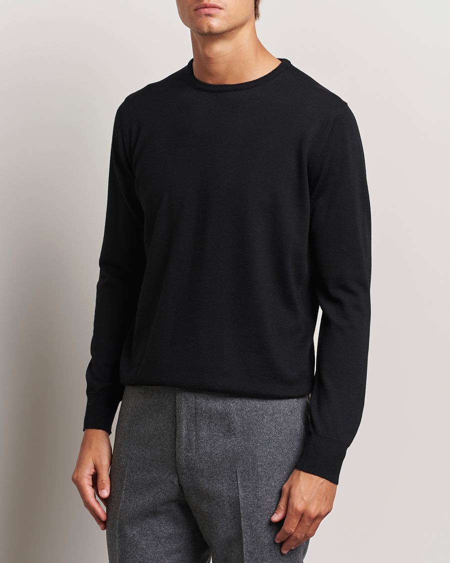 Herren | Morgano | Morgano | Extra Fine Merino Wool Crewneck Black